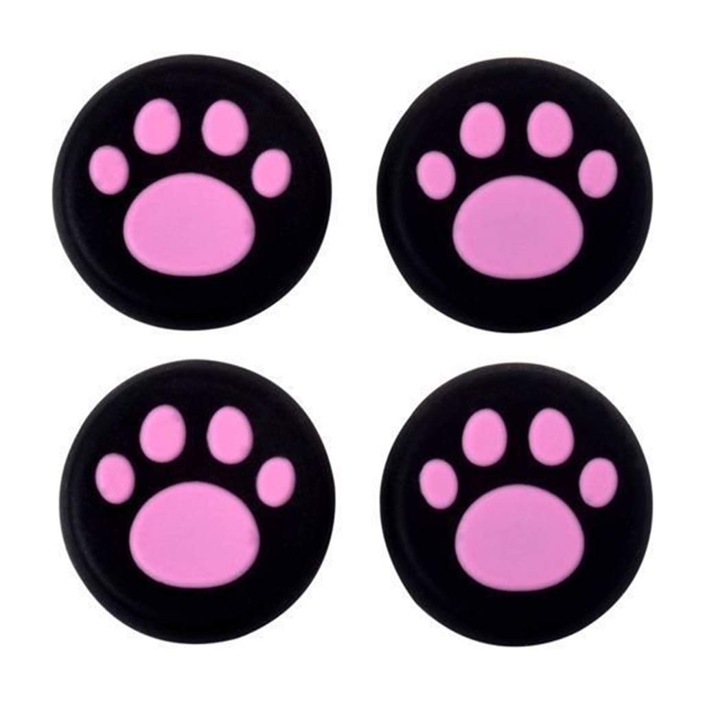 FeiYen Silicone Thumb Stick Grip Cap Joystick Thumbsticks Caps Cover for PS4 PS3 Xbox One PS2 Xbox 360 Game Controllers (Pink Cat Dog Paw 4PCS)