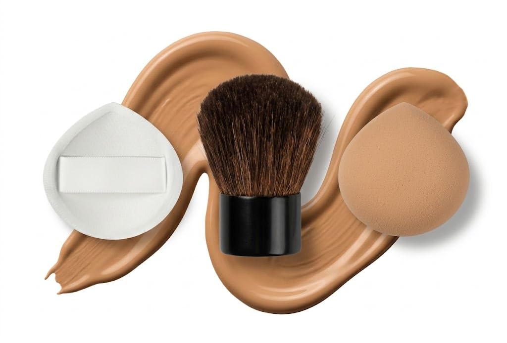Air Cushion Puff Pad,Makeup Puff Loose Powder Application, Wet and Dry Use | Teardrop Pads, Beauty Makeup Tools+1PC Mini Cosmetic Face Blush Brushes Portable Loose Powder Brush