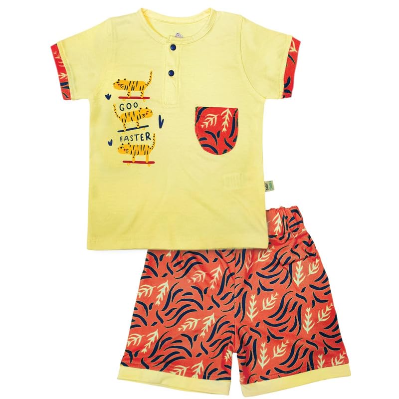 Baby Shoora Boys Pajama Half Sleeves T-shirt&Short Printed Go Faster Long SleevesT-Shirt&Short (pack of 1)
