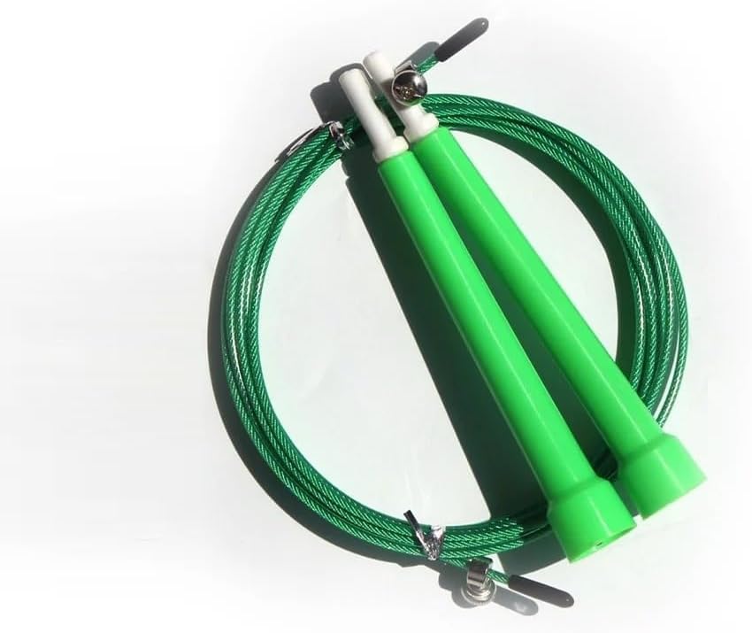 Jump Rope with Plastic Handles, Green, 3M Metal Wire, for Fitness, Training, Jumping Exercise