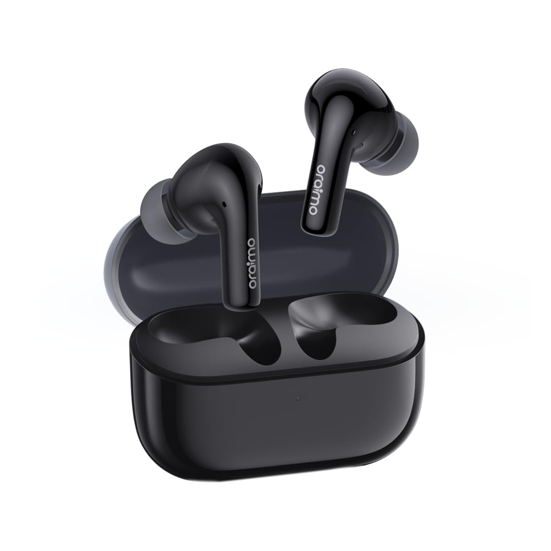 Oraimo SpeedBuds Z True Wireless Earbuds with 4 Mics, Active Noise Cancellation (ANC), 38-Hour Playtime, and Sound360 Spatial Audio - Obsidian Black