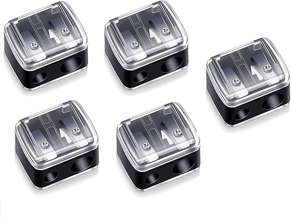 Makeup Pencil Sharpener with Cap and Double Hole, Used for Eyeliner, Lip Pencil, Eyebrow Pencil, Mini Pocket Accessory Sharpener