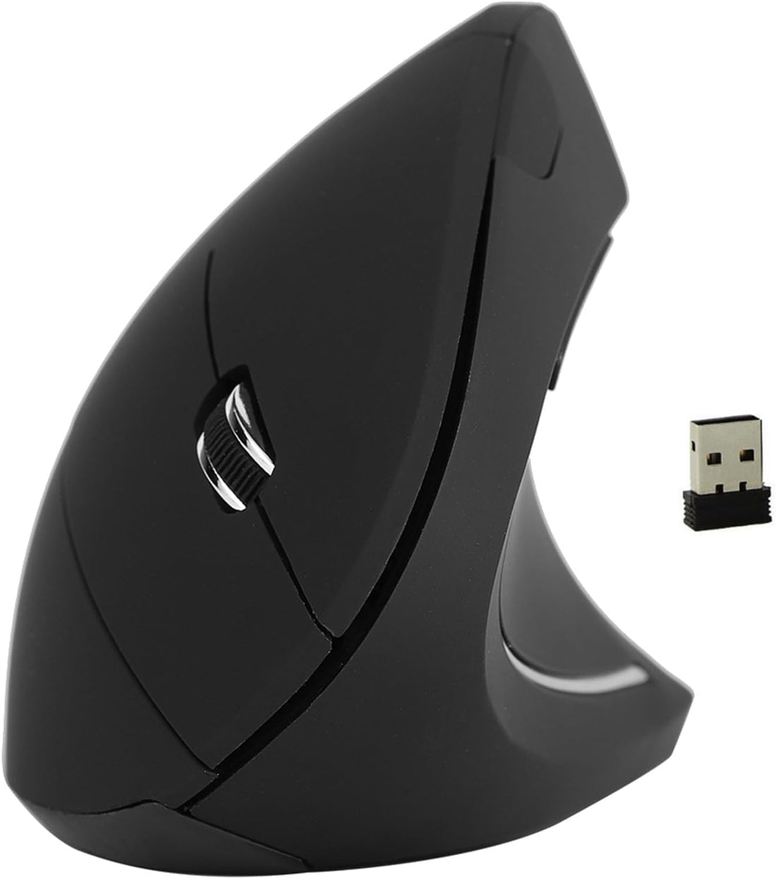 G-5000 Ergonomic Wireless Mouse Rechargeable, 2.4GHz & Bluetooth Vertical Silent Mouse with 6 Buttons, Handshake Design, Optical Tracking, Auto-Sleep Power Saving for Laptop & PC - Type-C Socket Black