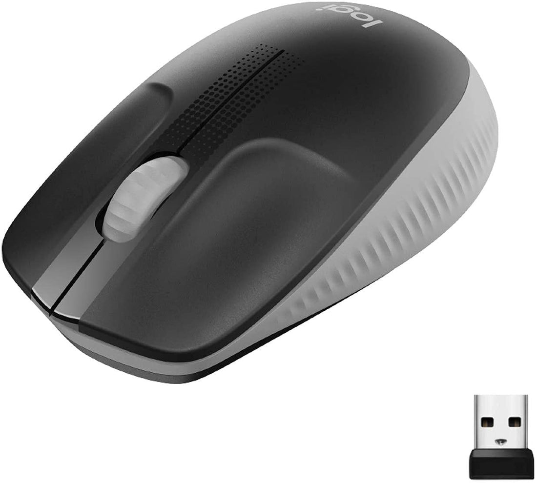Logitech Wireless Mouse M190, Full Size Ambidextrous Curve Design, 18-Month Battery with Power Saving Mode, USB Receiver, Precise Cursor Control + Scrolling, Wide Scroll Wheel, Scooped Buttons - Grey