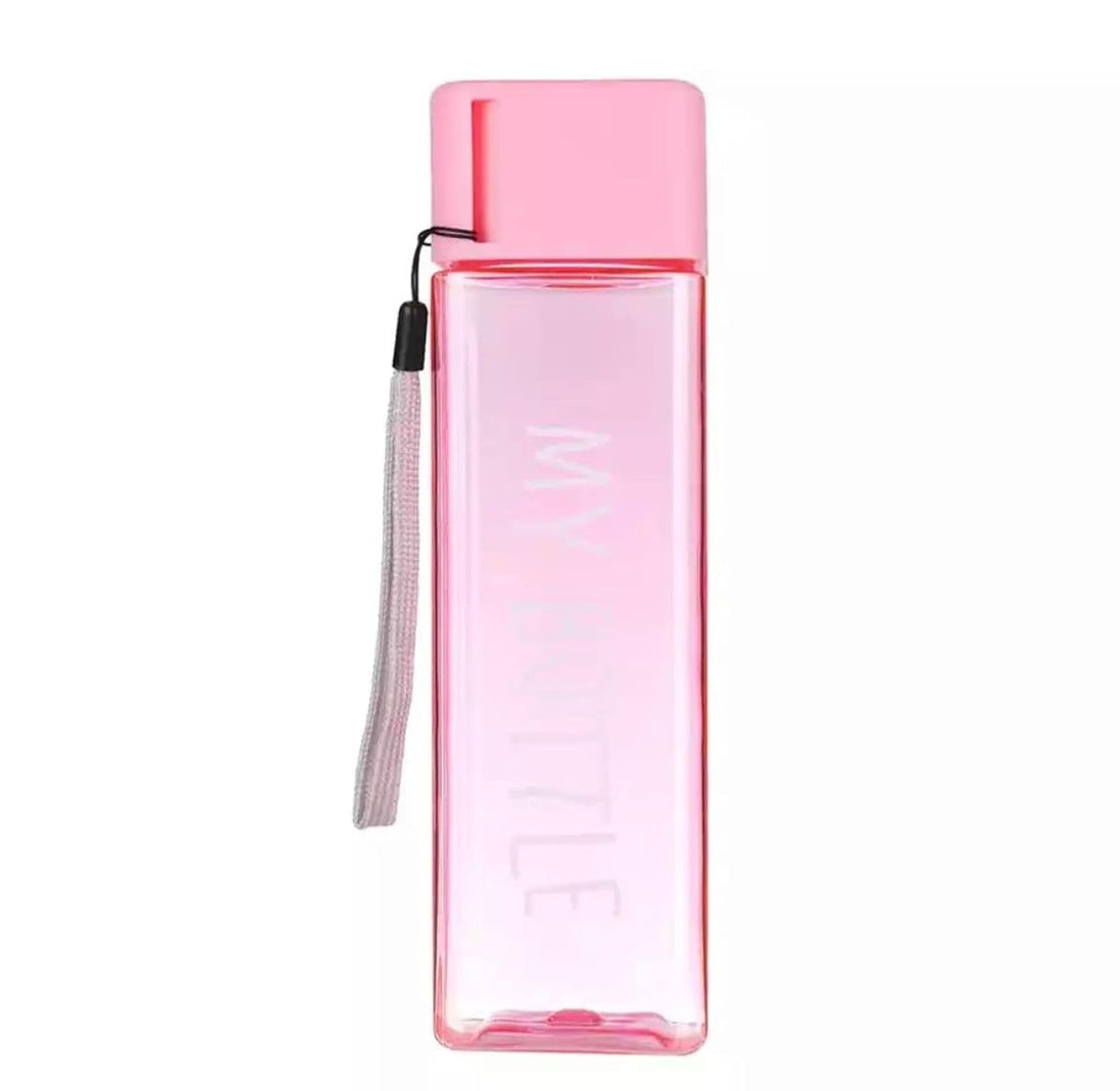 Portal Healthy Acrylic Clear BPA-free Leak-proof Square Sports Water Bottle (Pink, 500ml)