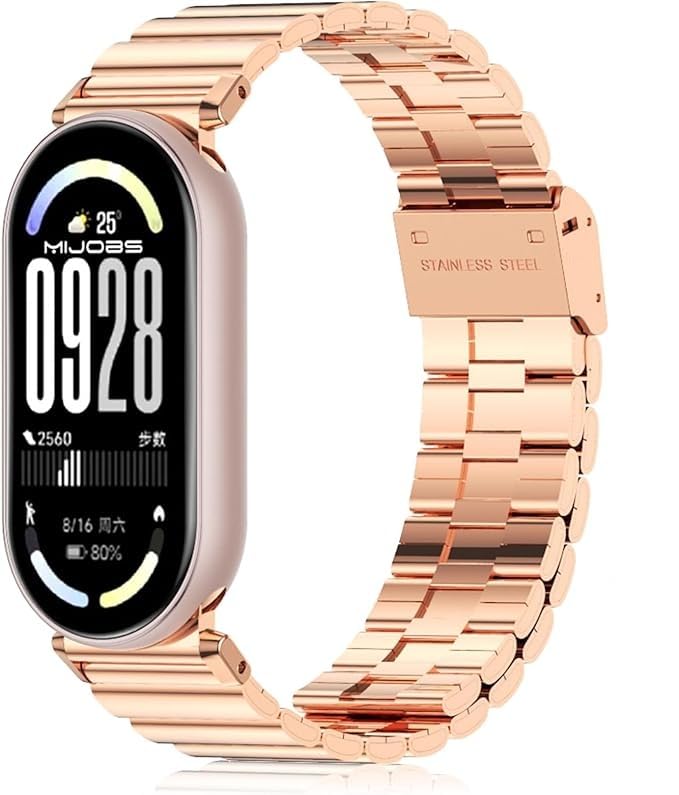 Metal Strap for Xiaomi Band 10 9 8 Stainless Steel Watch Straps Replacement Bracelet Compatible with Miband 10/9/8 Wristbands