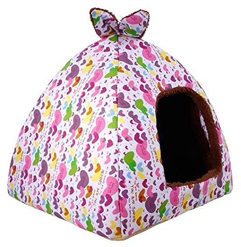 Pet Supplies Dog House Soft Mongolian Yurt Cat Rabbit Bed House Kennel Doggy Warm Cushion Basket for Puppy Home - Heart(M)