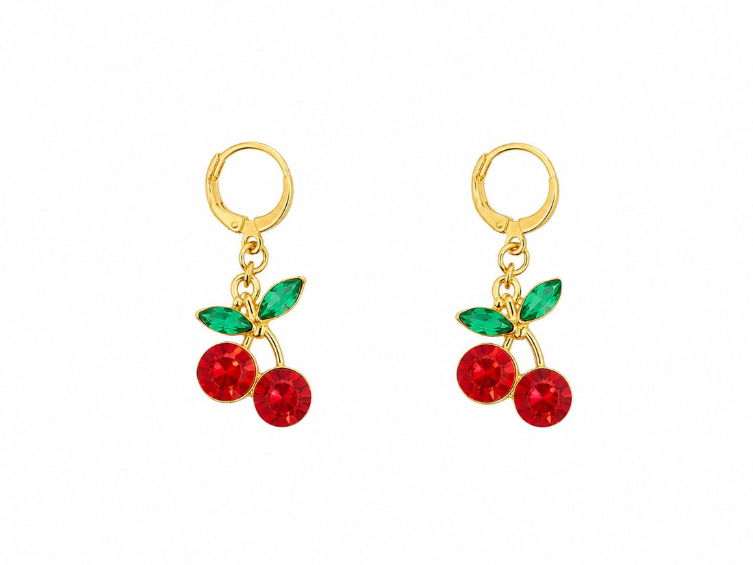 Cherry Pendant Earrings for Women Red Cherry Green Leaves Fashion Accessory for Girls Women