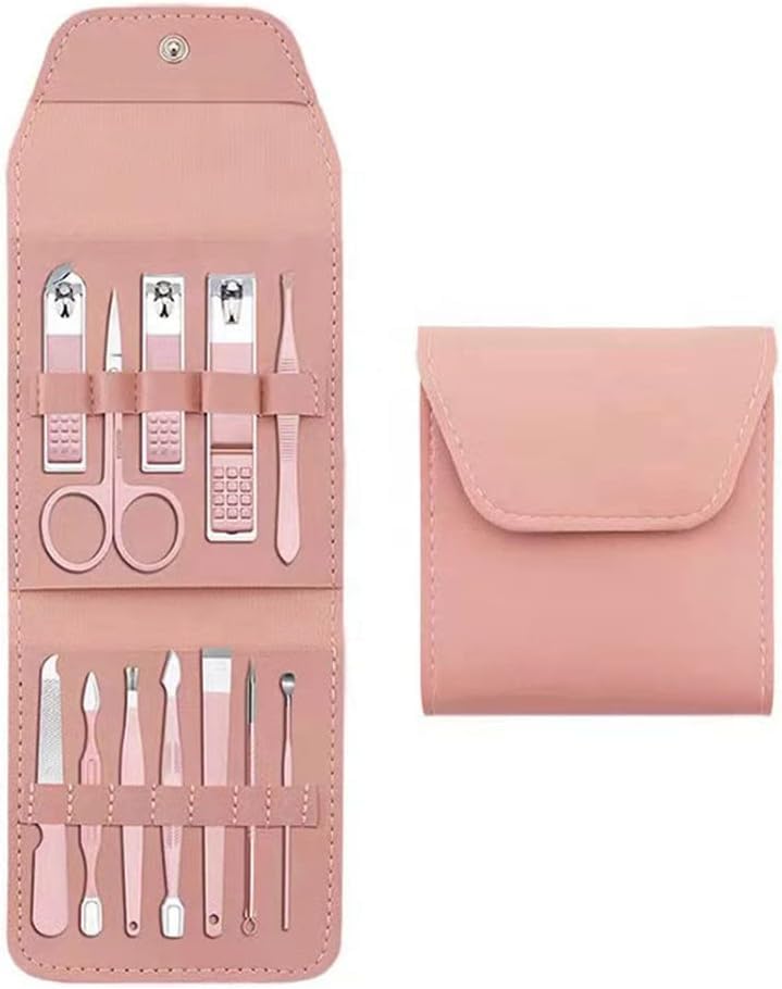 12-piece Set Of Nail Clippers Set Manicure Set Personal Care Set Professional Pedicure Set Beauty Set Men and Women Gift Nail Care (Color :pink)
