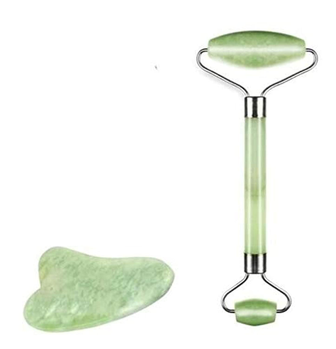 2 in 1 Jade Roller Massager For Face, Natural Anti-aging Facial Massage Tool By Dabulous