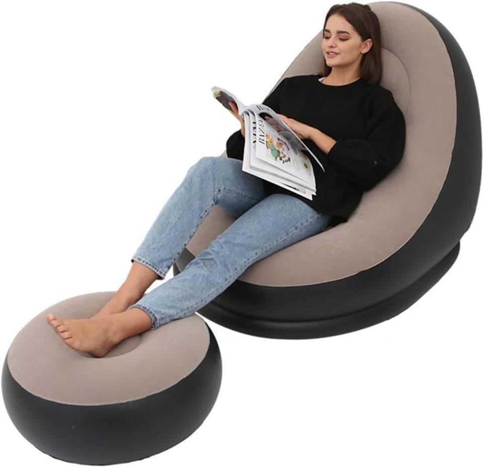 MOMENT Inflatable Sofa, 116 x 98 x 83cm Inflatable Lounge Chair, Air Couch Footrest, Lazy Necessity Furniture, Gaming Reading & Movie Watching Lounger,Outdoor Travel Camping Picnic
