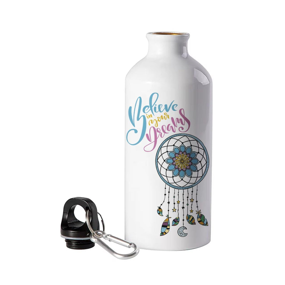 Sports water bottle, Aluminum water bottle, 500 ml, One sided printing, dream catcher design, Believe in your dreams,We print your gift
