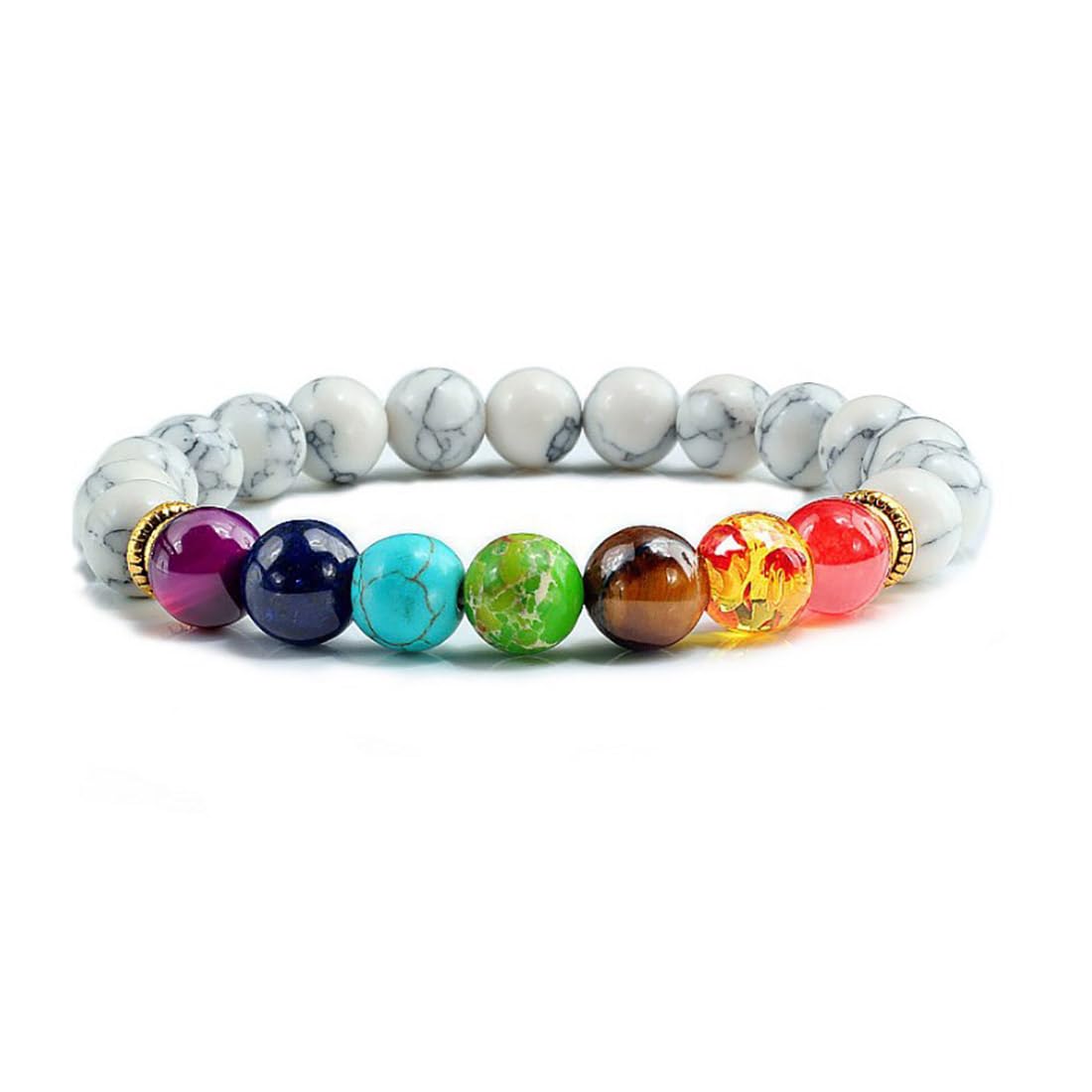 Cubahop 8mm Lava Rock 7 Chakras Aromatherapy Essential Oil Diffuser Bracelet Braided Rope Natural Stone Yoga Beads Bracelet Bangle for Women and Men