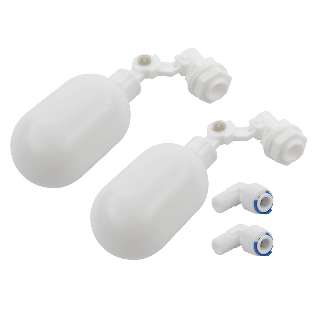 2 pcs Water Filter Float Ball Valve with 1/4 inch Quick Connect Push in to Connect Tube Fittings, Adjustable Plastic Float Valve for Aquarium Water Purifiers Reverse Osmosis System (White)
