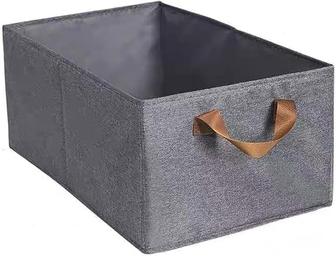 Foldable Storage Box for Clothes, Fabric Organizer Basket, Large Capacity, Grey