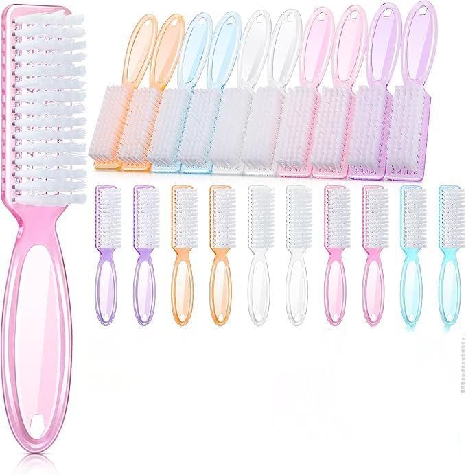 2 Pcs Nail Scrubber Brushes Nail Brush for Cleaning Fingernails Handle Grip Manicure Brushes Pedicure Cleaning Brushes for Toes and Fingernail Cleaning, 5 Colors (Light Colors)
