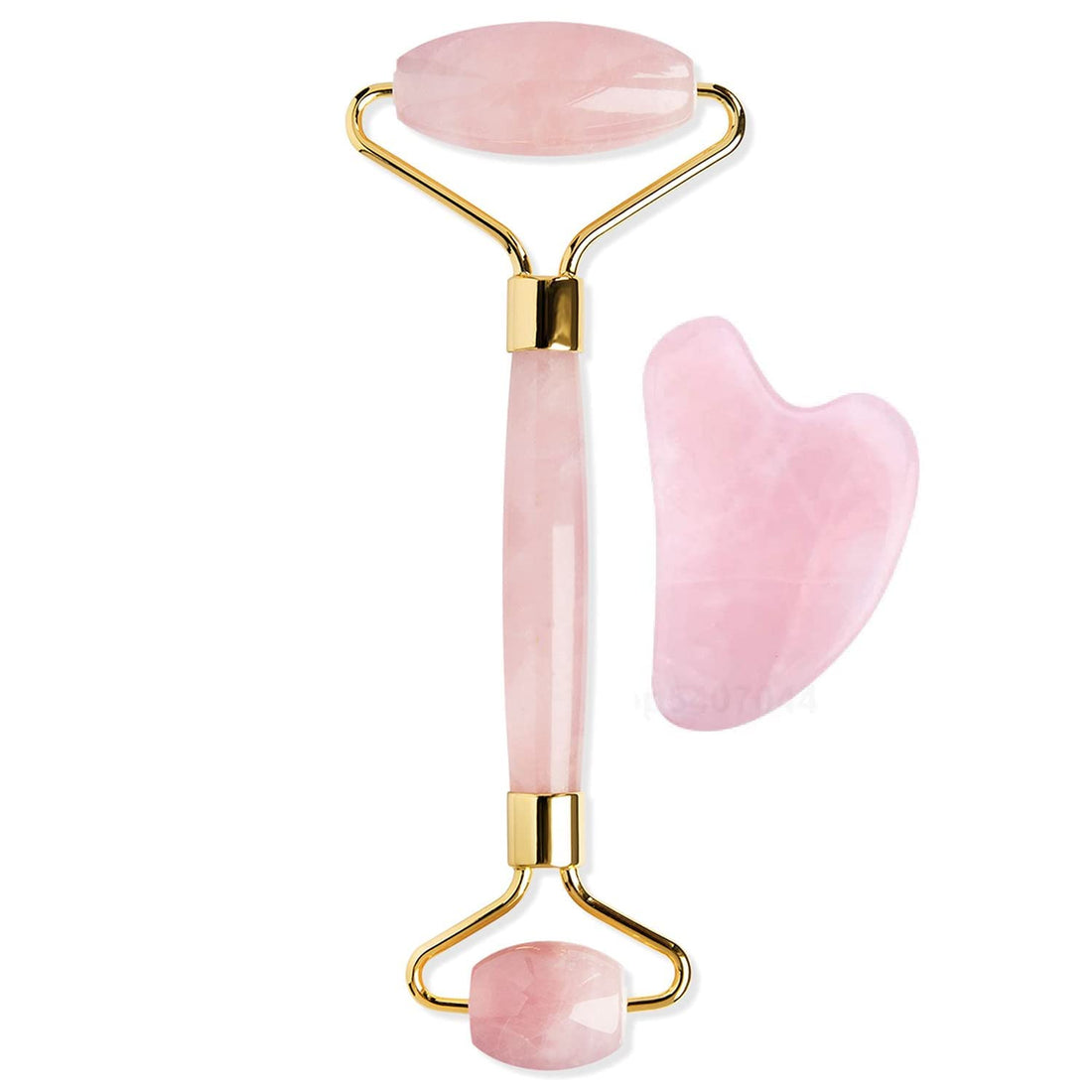 FEYRE Facial Massager Jade Roller & Gua Sha Tool Natural Himalayan Stone for Face Neck Healing Skin Wrinkles & Serum Application (Pink Stone)