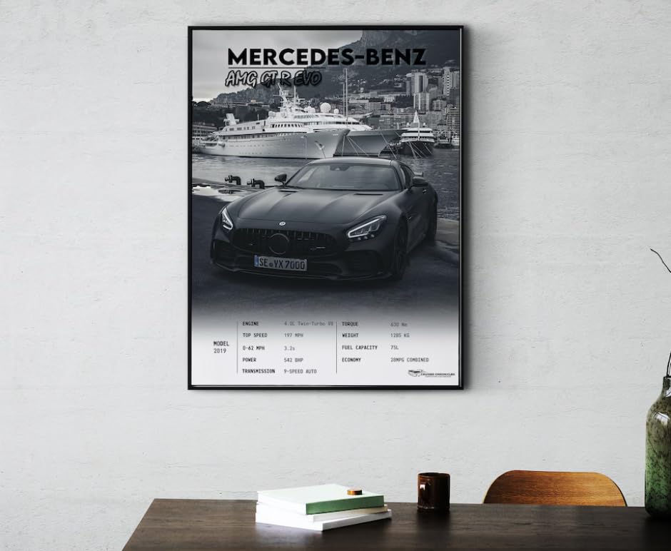 Mercedes GTR AMG EVO, Bedroom Decor, Home Decor, Boys Room Decor, Digital Stickers, Luxury Cars, Car Enthusiasts, Gifts (Black, 40 * 50cm)