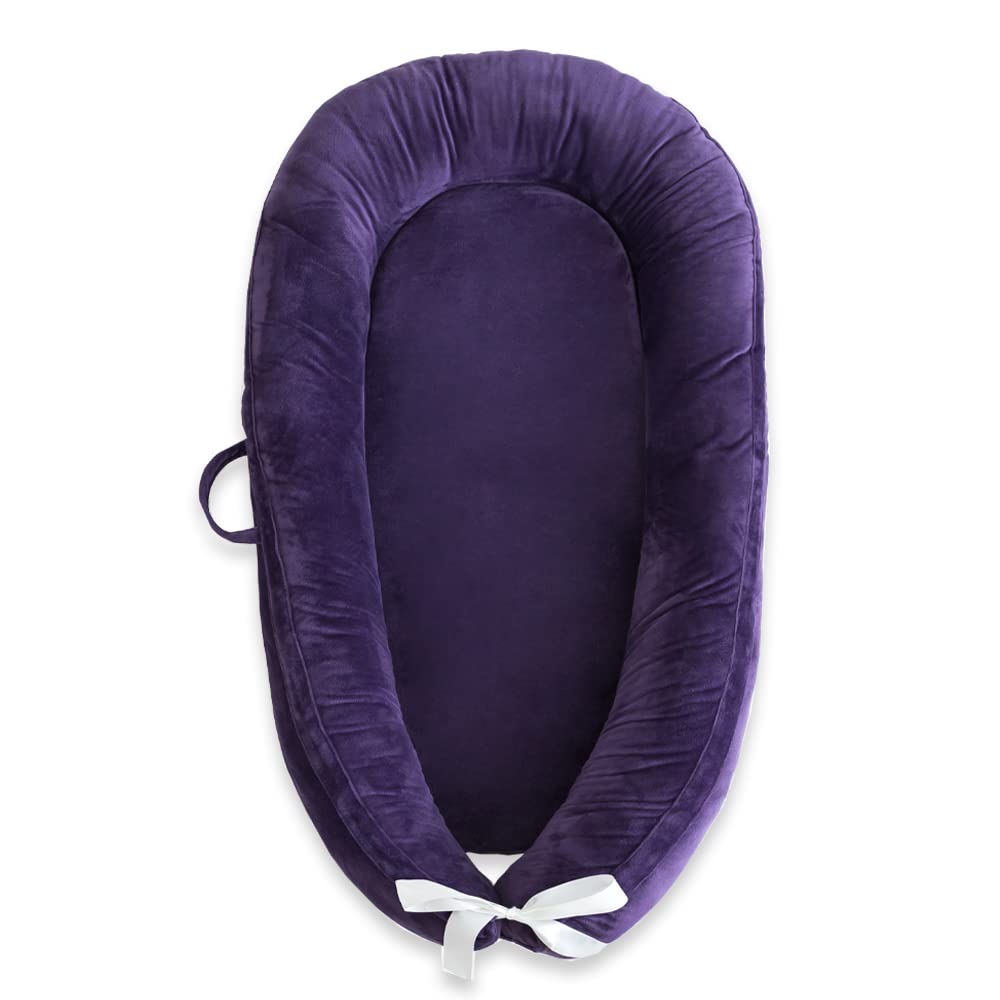 Moro Moro 3 Soft Skin-Friendly Velvet Co-Sleeping Baby Lounger Nest (Purple, 0-12 Months)