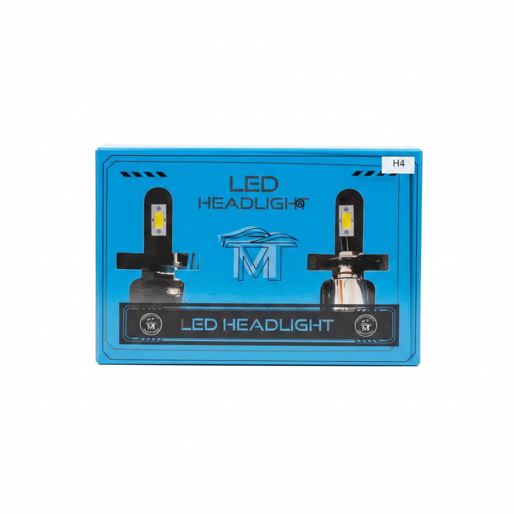 MT LED Headlight Bulb H4 100W High Power Car Front Light Hi Lo Beam Bright White Plug and Play Easy Installation Energy Saving Long Lifespan Night Driving Visibility Upgrade