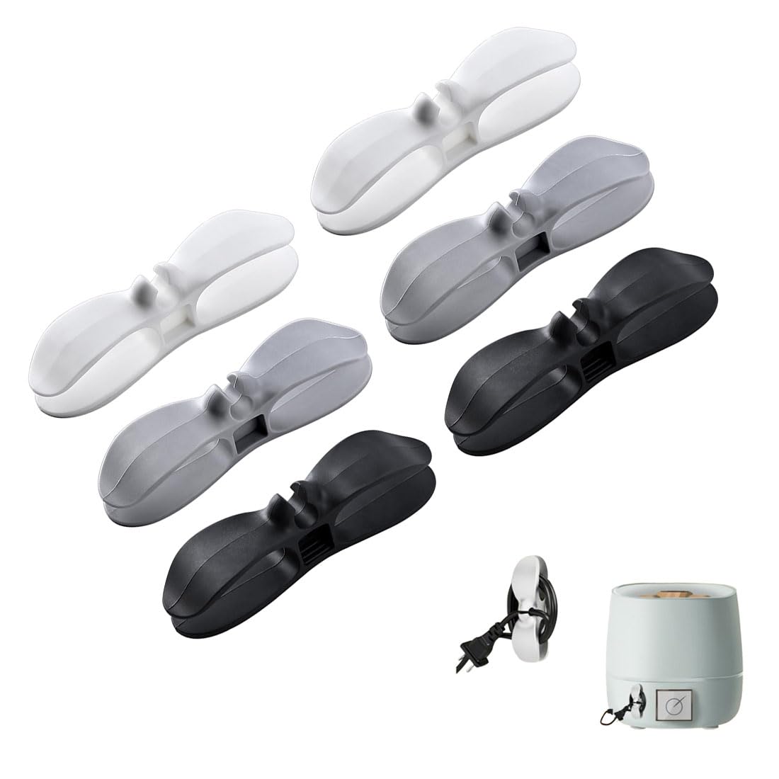 LAWALEISHE 6Pcs Cord Organizer, Self Adhesive Kitchen Appliance Cable Winder Tidy, Wall Power Cable Retainer Wall Clamp Appliance Cord Organizer for Mixer, Air Fryer, Coffee Maker, Toaster