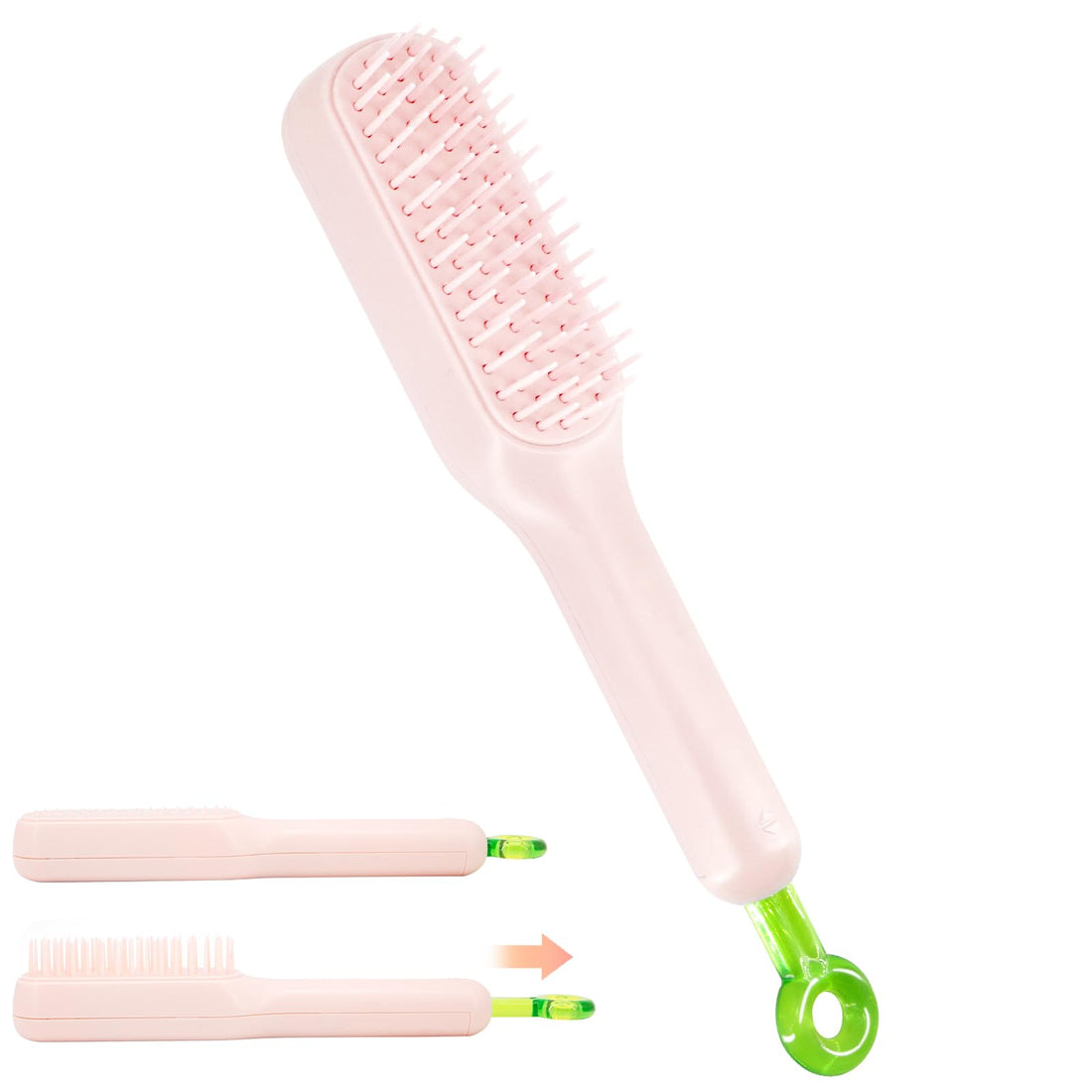 GDOKKNY Self Cleaning Hair Brush One Pull Clean Massage Comb Anti Static Hair Comb Hairbrush for Women Soft Hair Combs Hairbrushes for Long Short Wavy Straight Hair (Pink)
