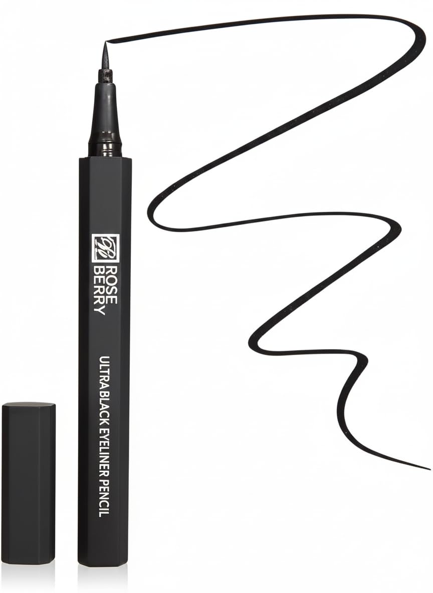 Rose Berry Ultra Black Eyeliner Pencil, Waterproof, Long-Lasting Formula