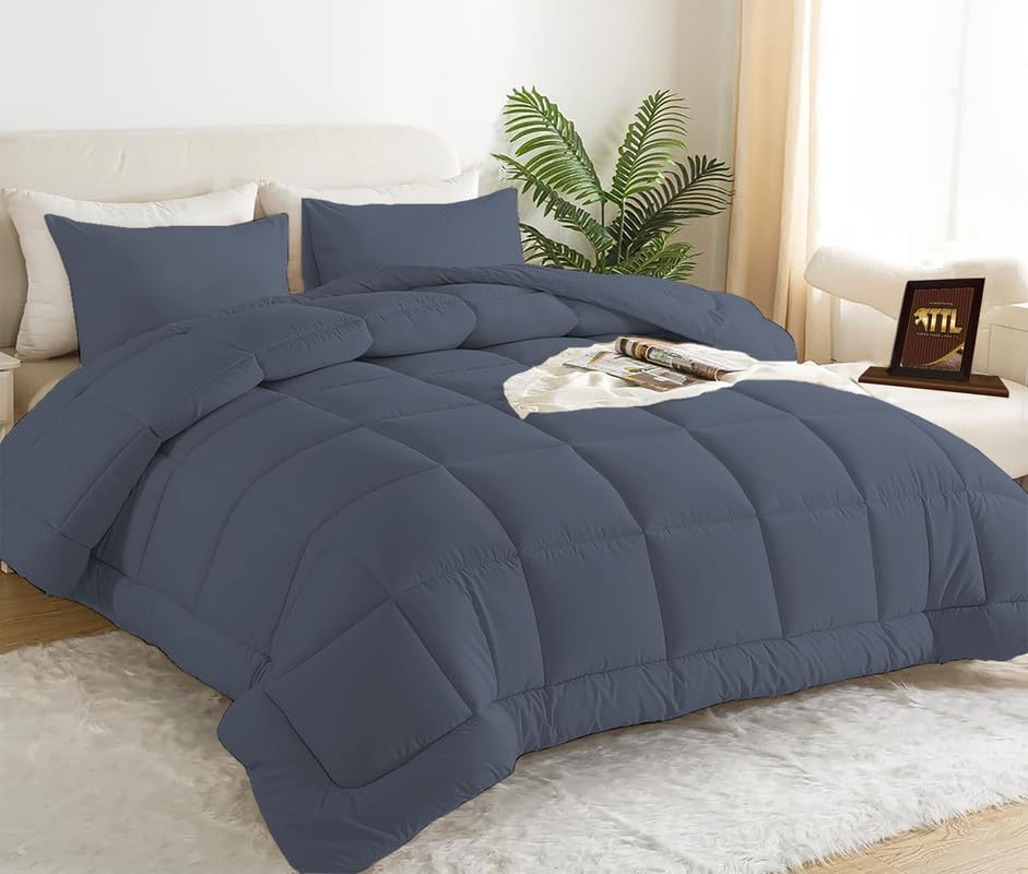 Tigers Trade Lines Premium Winter Comforter – Luxurious Egyptian Cotton with Ultra Soft Fiber Filling for Ultimate Warmth|For Single Bed (180 * 240 cm)|Deep Gray
