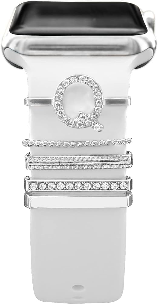 Next store Accessories Compatible with Apple Watch Bands Ultra/8/7/SE/6/5/4/3/2/1,Galaxy Watch 5/4 Classic/Active,Initial Letter Name Accessories for Women Girls(Without Band)