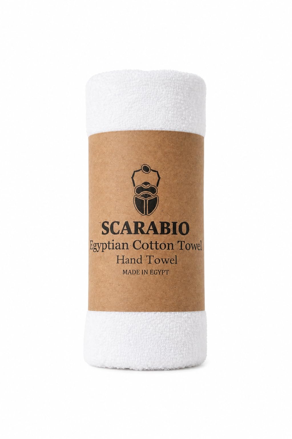 Scarabio 100% Egyptian Cotton Hand Towel, 50 x 100 cm - Extra Long Staple Cotton, Ultra Soft & Absorbent - Luxury Hotel Spa Towel - Made in Egypt (White)