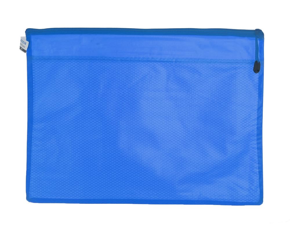 3A B4-1006 Plastic Paper File with Zipper 28 * 39 cm 1 Piece - Blue