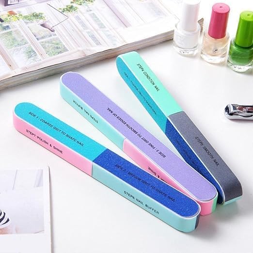 Professional 4-in-1 Nail Buffer File, Multi-Sided Manicure Tool, Coarse to Fine Grit, Multicolor (1, 2, Piece)