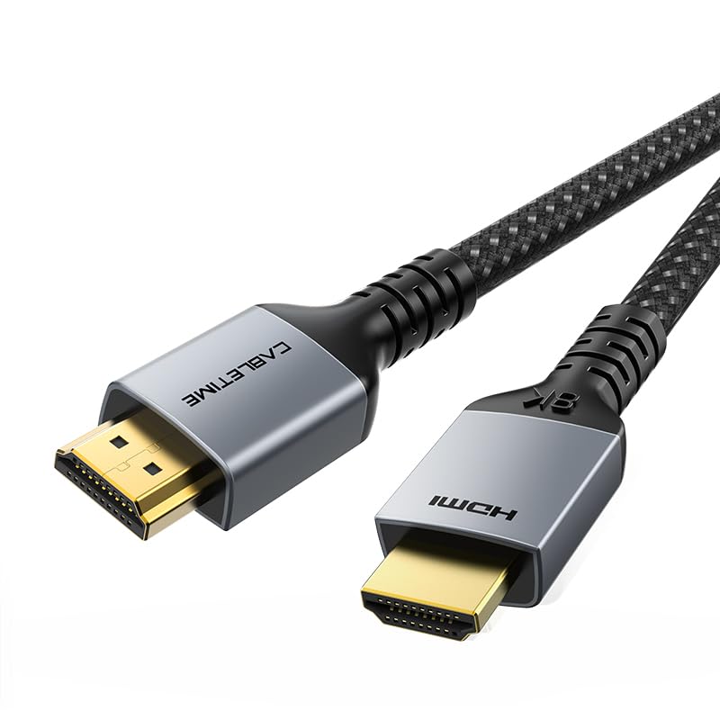 CABLETIME 8K HDMI 2.1 Cable AG5 Ultra High Speed 48Gbps 8K@60Hz 4K@144Hz (5 Meters) Nylon Braided, eARC, Dolby Vision 7.1 CEC, EDID, HDCP 2.2, DTS-HD Master Audio and Dolby Atmos, 2-Years Warranty