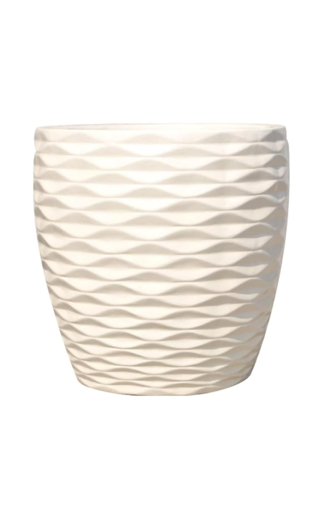 Artificial plant pot with Diamond Pattern, White, 30 cm, Modern Design