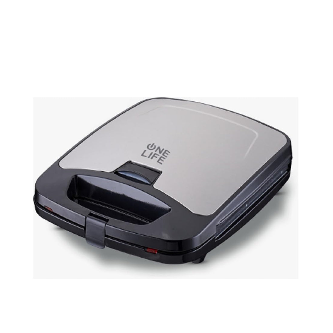 One Life 4-in-1 Grill and Waffle Maker, 1400W, Non-stick Interchangeable Plates, Black and Silver