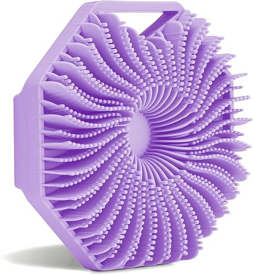 Silicone Body Scrubber, Exfoliating Body Scrubber for Sensitive Skin, Eco Friendly Shower Scrubber for Body, Silicone Body Brush for Showering (Purple)