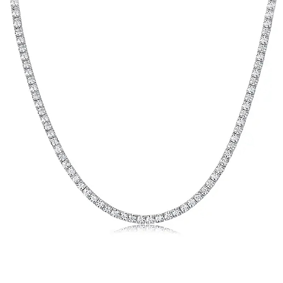 3mm/4mm Moissanite Tennis Necklace D Color VVS1 Round Cut Lab Created Diamond Tennis Necklace for Women Men Valentine Anniversary Birthday Gift (16~18inch)