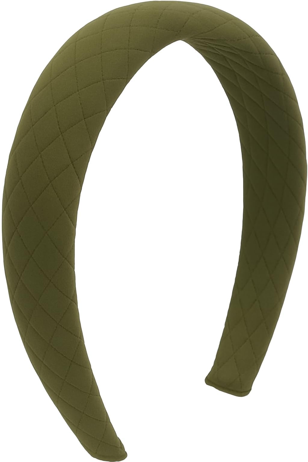 Quilted Padded Headband for Women, Wide Pink Hair Band with Diamond Pattern, Fashion Hair Accessory (olive)