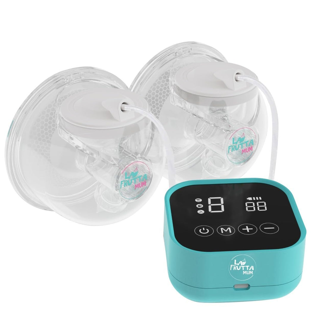 Double Hands-Free Breast Pump 210 * 2 ml cups, Wearable Pump with Comfortable Flange,4 Modes & 9 Levels, Portable, Smart Display, Wireless Free milk storage bags are included.