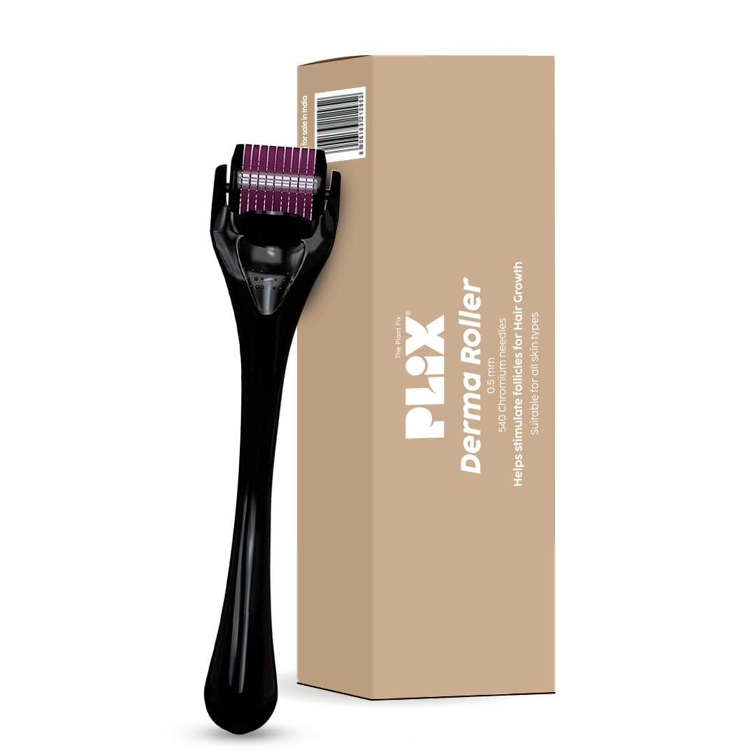 PLIX - THE PLANT FIX Derma Roller | 540 Chromium Needles | Promotes Hair Growth | Helps Stimulate Thicker Hair Growth | Reactivates Hair Follicles | Helps Boost Scalp Circulation | Safe & Effective To