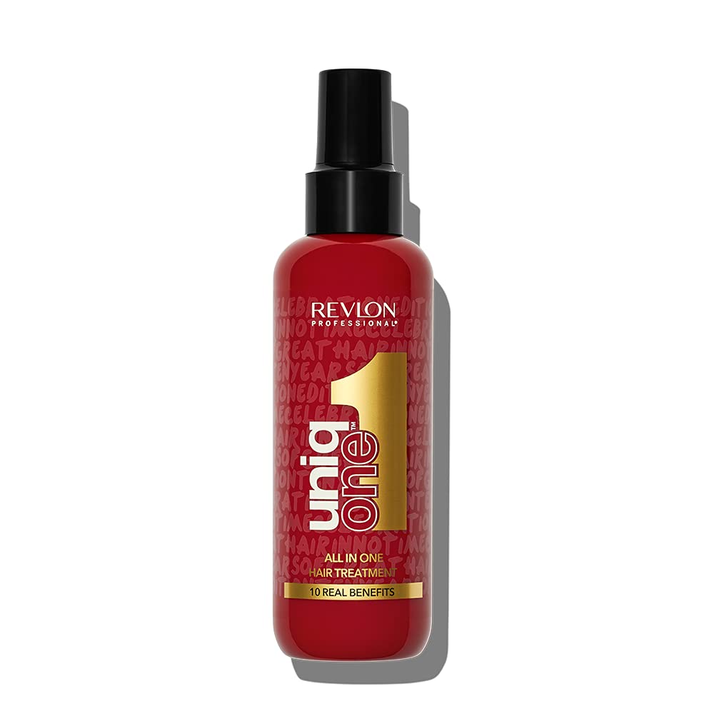 Revlon UniqONE Professional Vegan Leave In Conditioner & Hair Treatment for Shine & Frizz Control, Gifts For Women/Men (150ml) Celebration Edition, All Hair Types