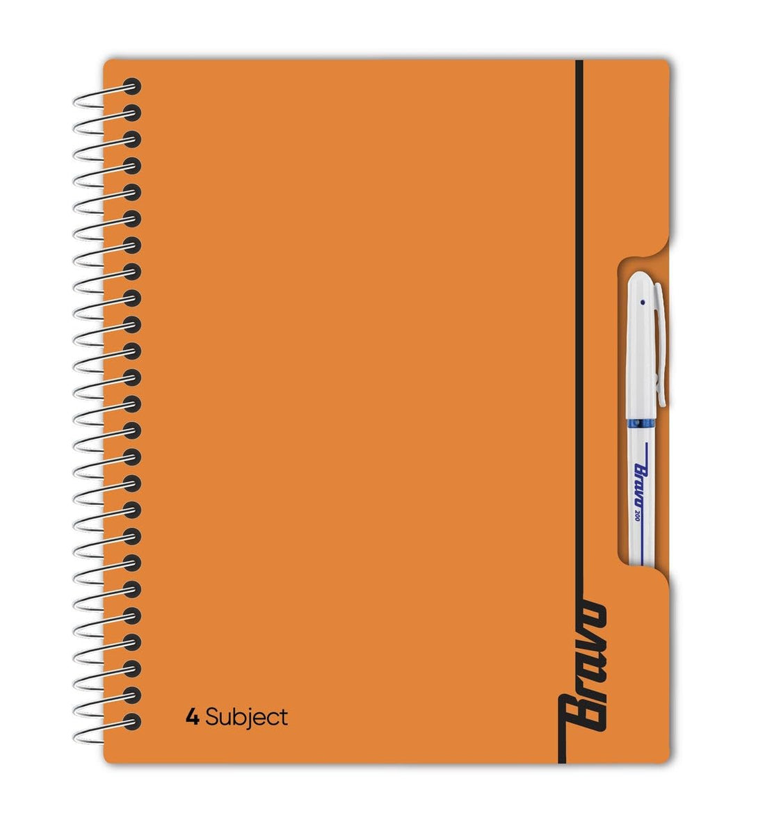 Bravo New 4 Subject Notebook, 168 Sheets, 27.3 cm x 19.8 cm Size, Orange