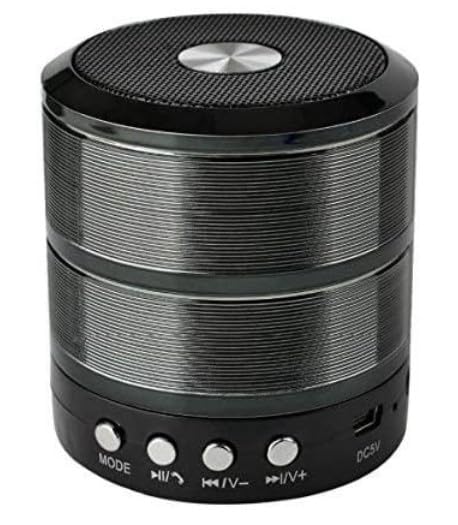Sub WS-887 Mini Bluetooth Speaker with Radio – Portable Wireless Subwoofer with AUX Input, Built-in Mic, and Rechargeable Battery for Smartphones, Tablets, and Computers (Black)