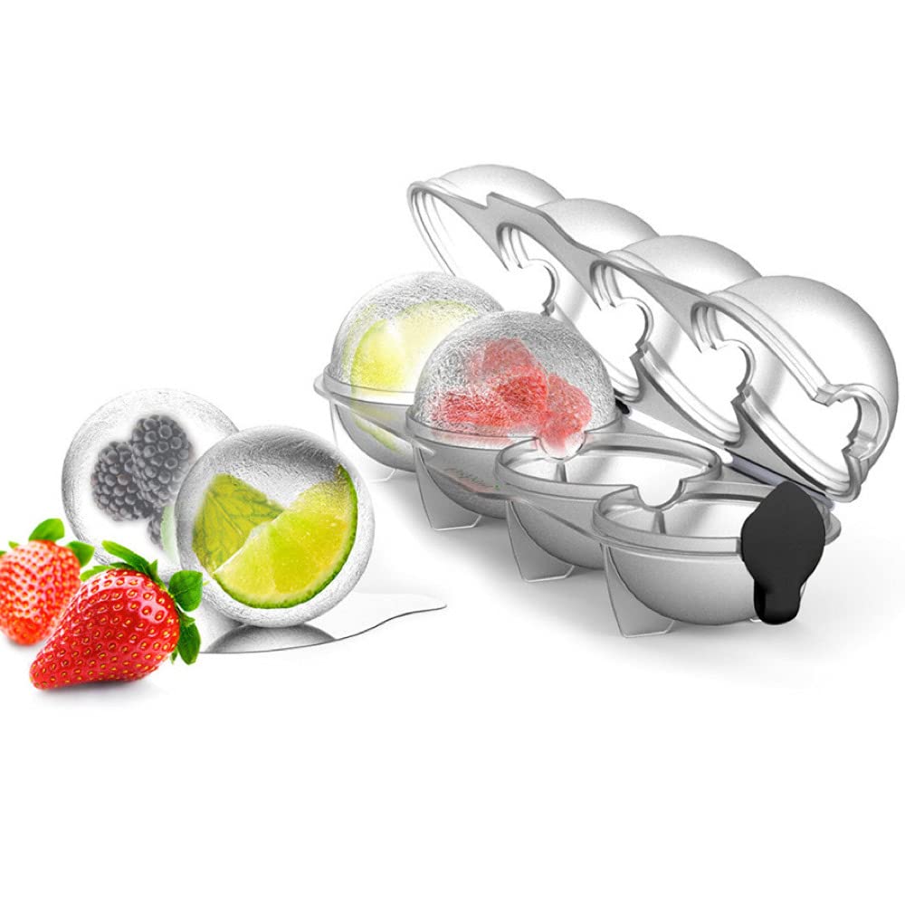 Generic 4-Hole Ice Ball Maker, Whiskey Round Ice Ball Mold with 2 X 2 Inch Ball Capacity Ice Cube Box Mold Bar Tools