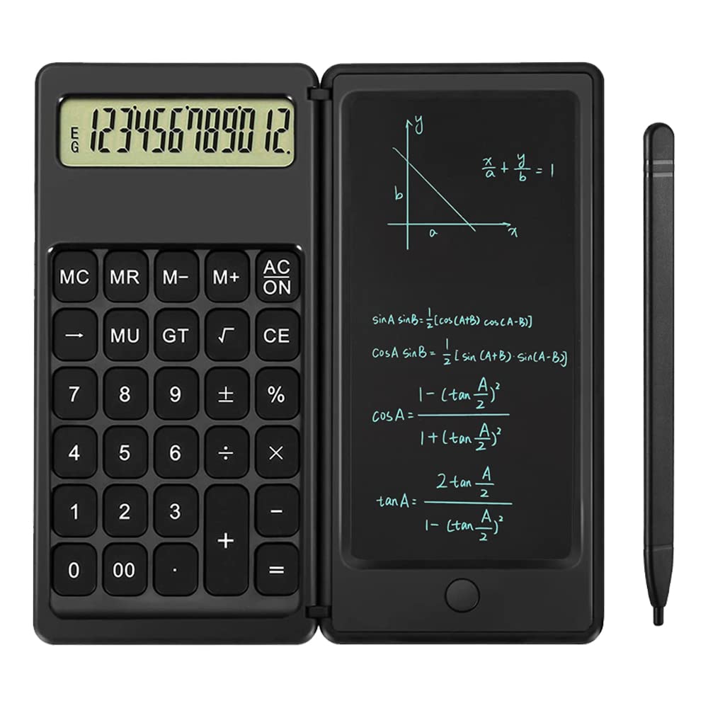 iPepul Desk Calculator,Desktop Calculator with Writing Tablet,Premium School Supplies for High School Students (Black)