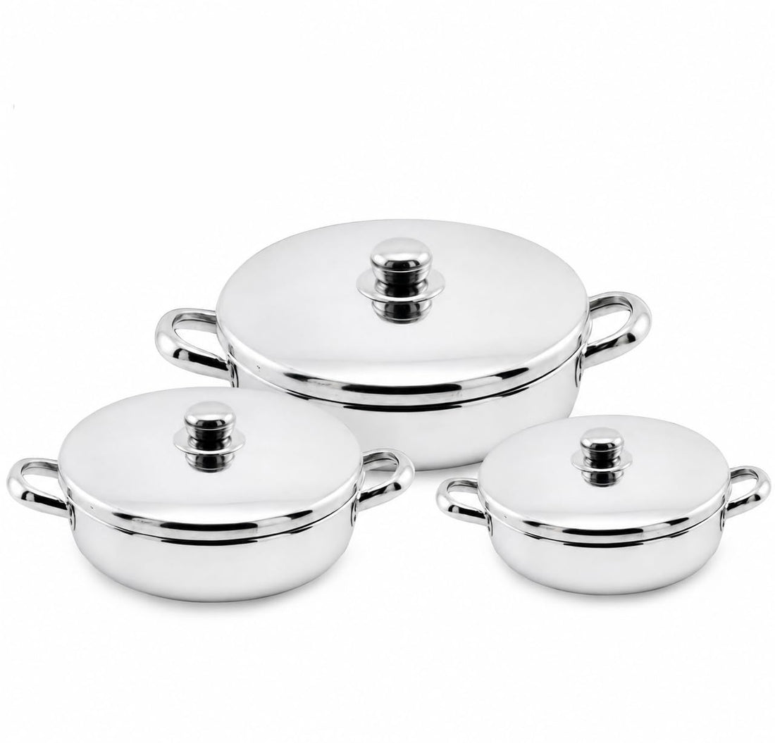 Aluminum Oven Tray Set with Lid, 3 Pieces - Silver - Multi Size