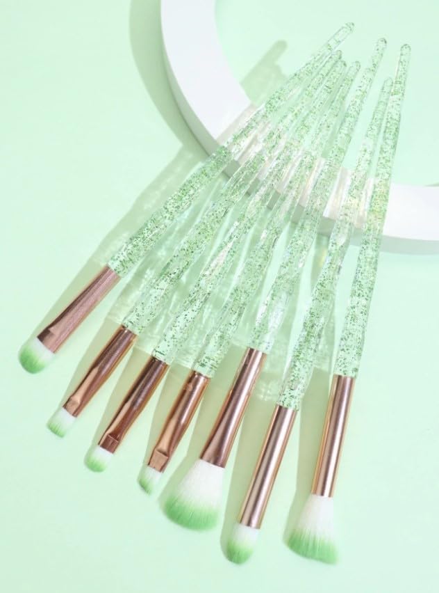 7PCS Makeup Brushes Set - Crystal Diamond Makeup Brush Kit for Eyeshadow, Blush, Foundation, and Lip Application