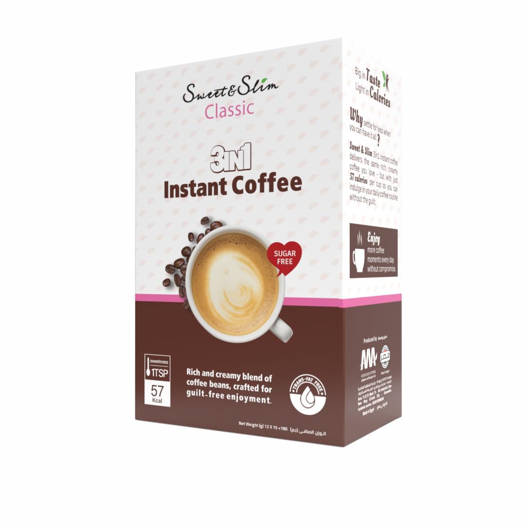 Sweet & Slim 3in1 Instant Coffee Sugar Free - Classic Box (12 Sachets)