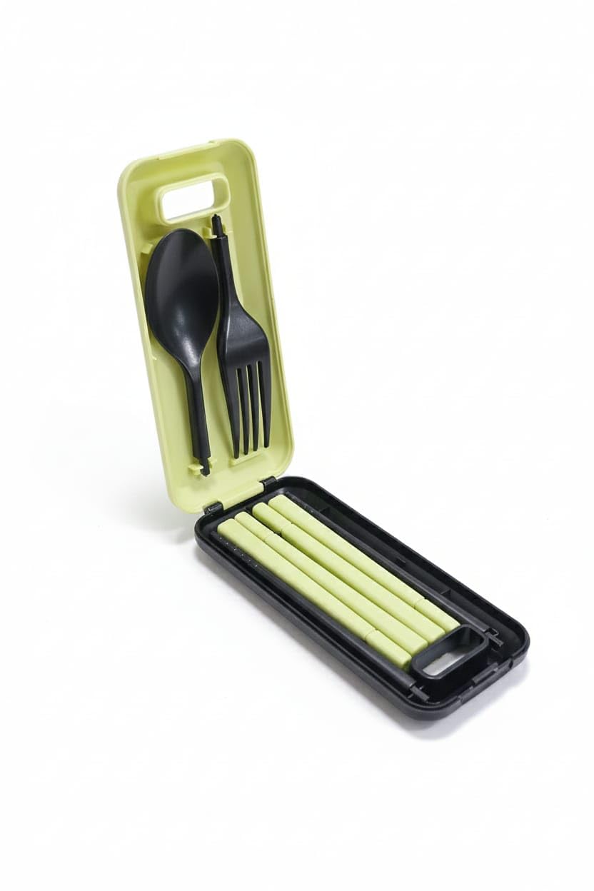 Spaceshoop Compact Reusable Eco-Friendly Travel Cutlery Set 100% BPA-Free Portable Utensils 1 Piece Green