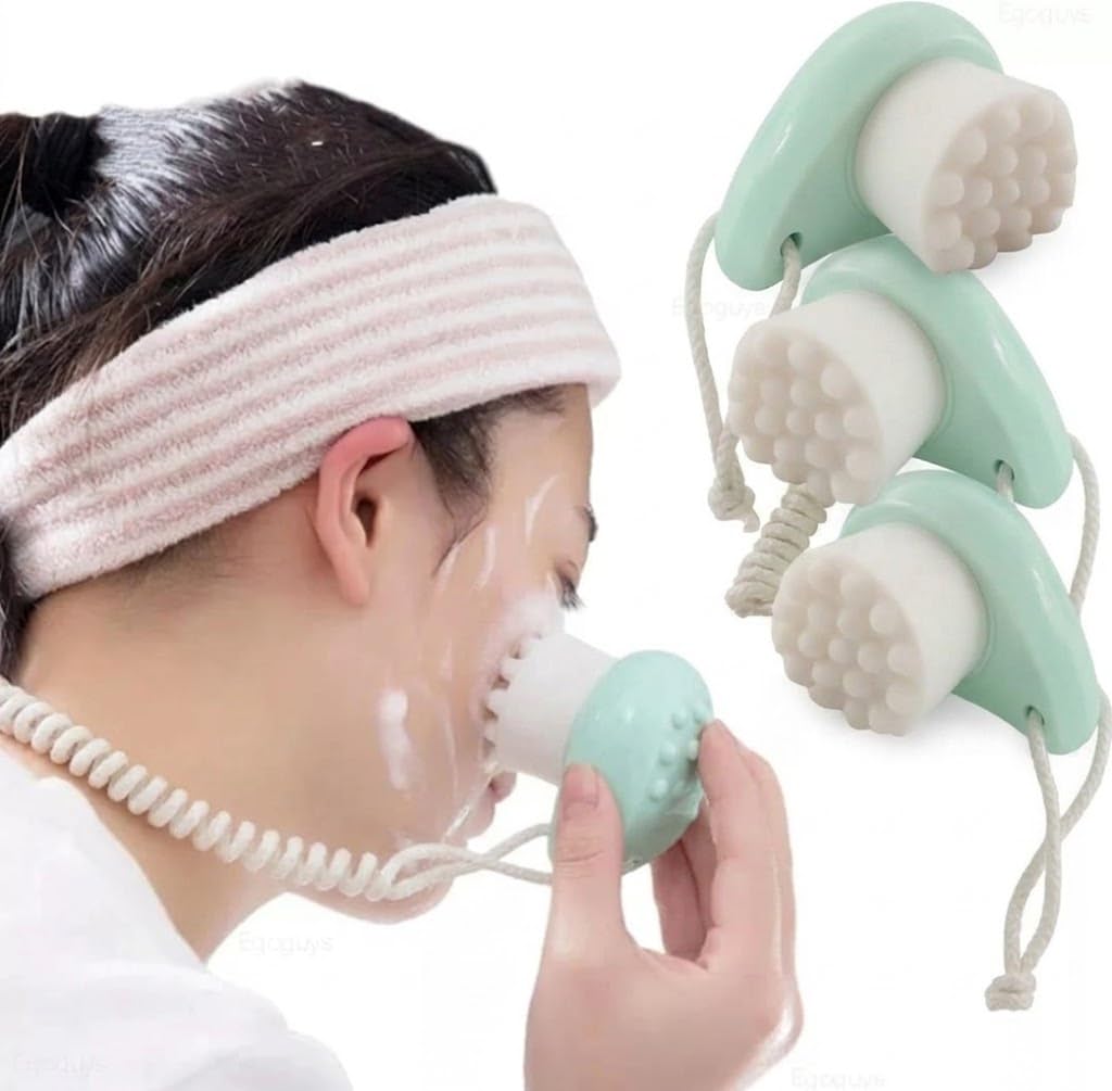 Facial and nails Cleansing Brush very soft hair - Gentle Exfoliator, Deep Cleansing, Massaging Brush,Nail Cleaning Brush - Soft Brush for Home & Salon Use (light green color)